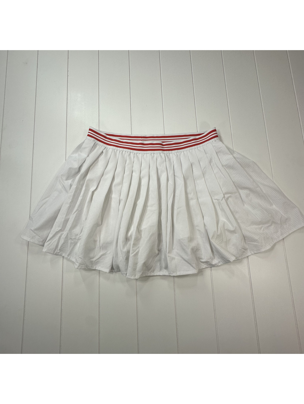 Avia Women's White Pleated Tennis Skirt with Red Striped Waistband XL